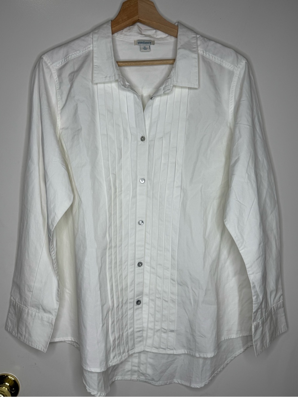 Sundance White Pleated Button Down Shirt - size xl